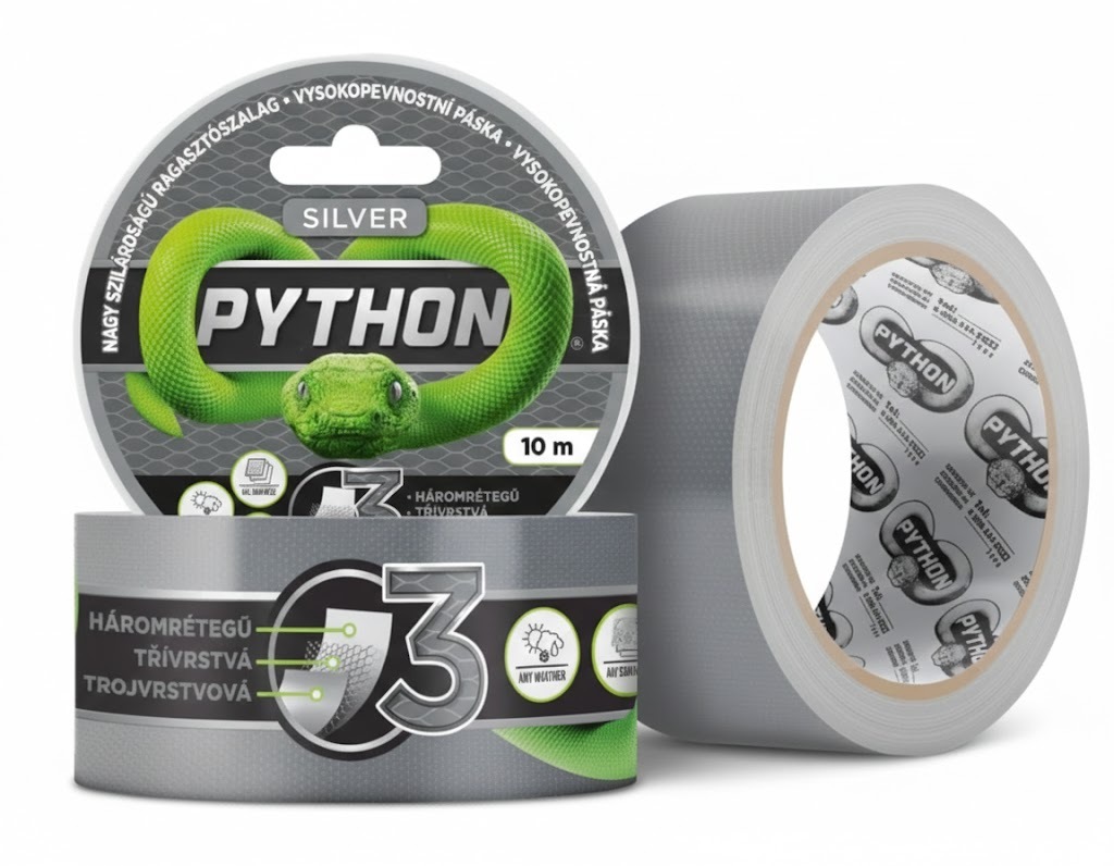 Vysokopevnostná páska PYTHON - 10 M Strieborná 